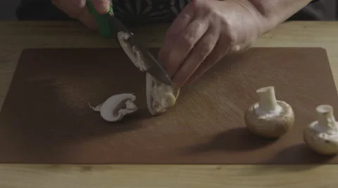 Slicing mushrooms Stock Footage 64029032