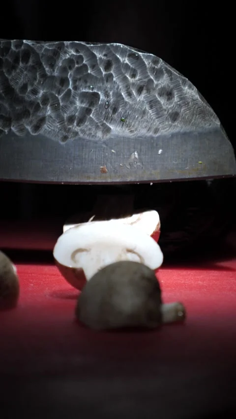 Slicing mushrooms by a professional chef Stock Footage 310340655