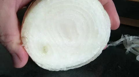 Slicing Onion Close Up Stock Footage 12613985