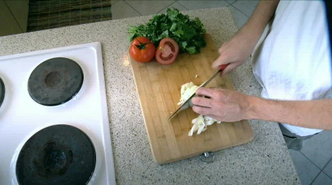 Slicing an Onion Stock Footage 730782
