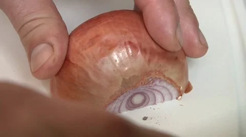 Slicing Onion Stock Footage 9812732