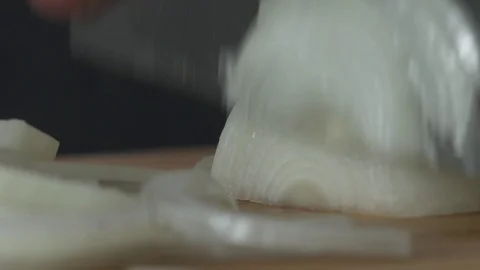 Slicing onion Stock Footage