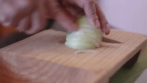 Slicing Onion Stock Footage 224174143