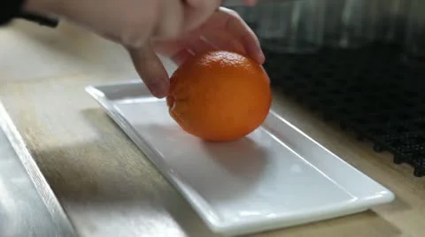 Slicing an orange Stock Footage 20536262