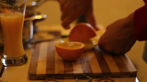 Slicing an Orange Stock Footage 33061507