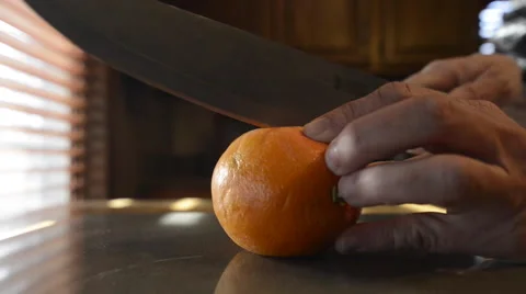 Slicing an Orange Stock Footage 47451738