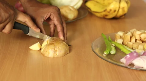 Slicing Organic Vegetables Stock Footage 49105868