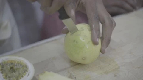 Slicing passion fruit Stock Footage 108002895