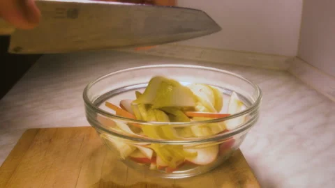 Slicing a pear Stock Footage 162132575