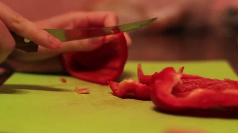 Slicing A Pepper 2 Stock Footage 41304452