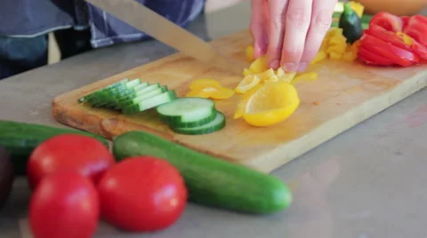 Slicing up pepper Stock Footage 41014878