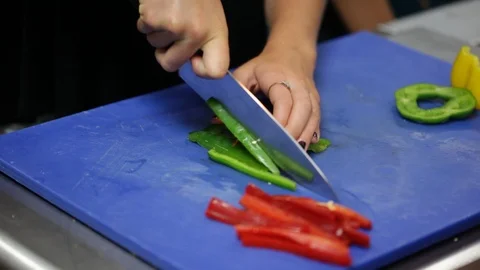 Slicing Peppers Stock Footage 105236791