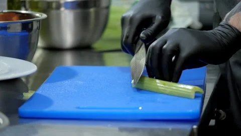 Slicing Petiole Celery Video stock 131645333