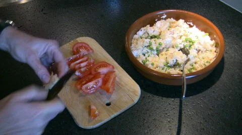 Slicing a piece of garlic Stock Footage 436808
