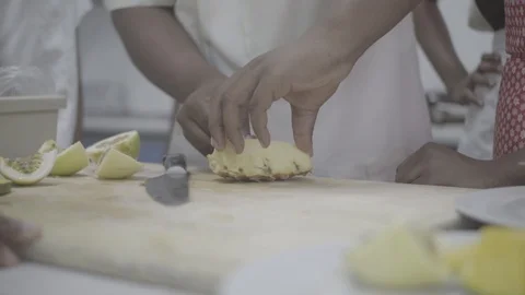 Slicing Pineapple Stock Footage 108002795