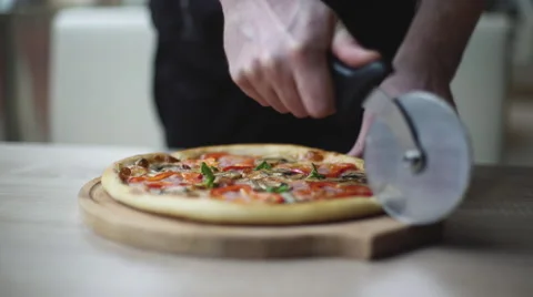 Slicing pizza Stock Footage 61415157