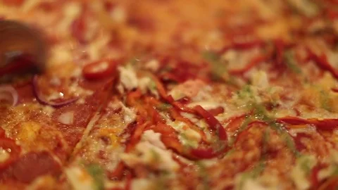 Slicing Pizza Stock Footage 77225862
