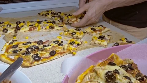 Slicing Pizza Stock Footage 78963599