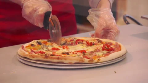 Slicing Pizza Stock Footage 149001639
