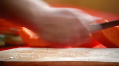 Slicing pumpkim Stock Footage