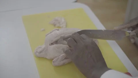 Slicing raw chicken Stock Footage 108002698