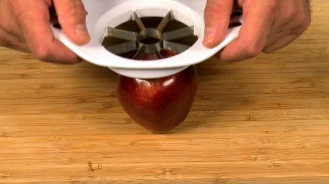 Slicing a Red Apple Video stock 523050