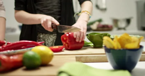 Slicing a red pepper Stock-Footage 61535357