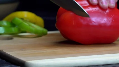 Slicing a Red Pepper Stock Footage 122742016