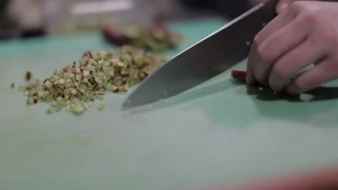 Slicing Rhubarb Stock Footage 77034014