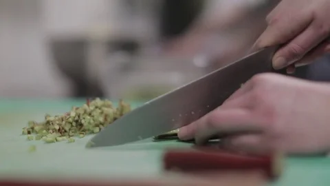 Slicing Rhubarb Stock Footage 77034545