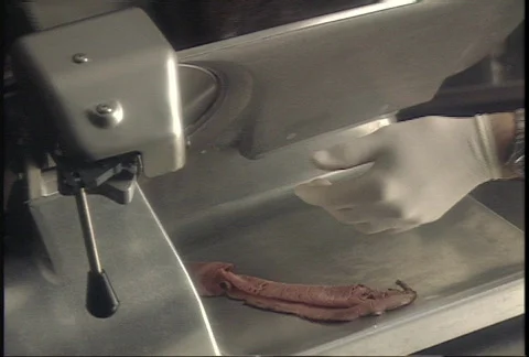 Slicing Roast Beef - 2 shot Stock Footage 145716