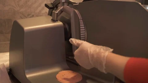 Slicing salami Stock Footage 127364046