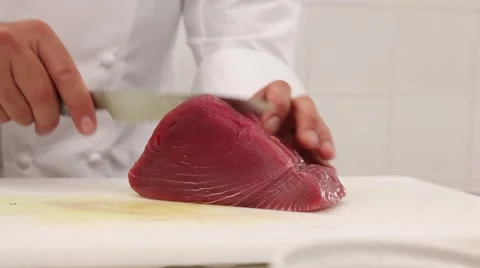 Slicing salmon Stock Footage 46531650