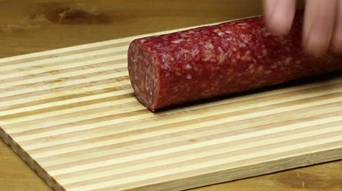 Slicing sausage. Stock Footage 55708210