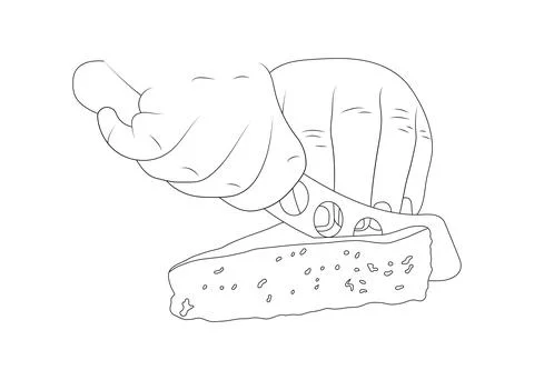 Slicing soft cheese vector outline. Stock Illustration