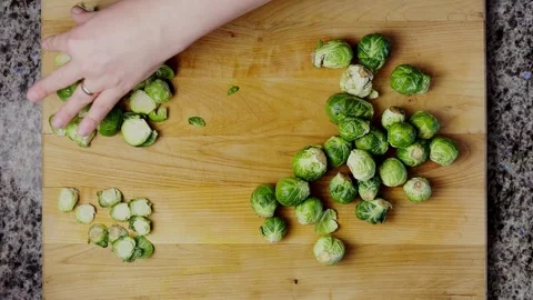 Slicing sprouts Stock Footage 318503901