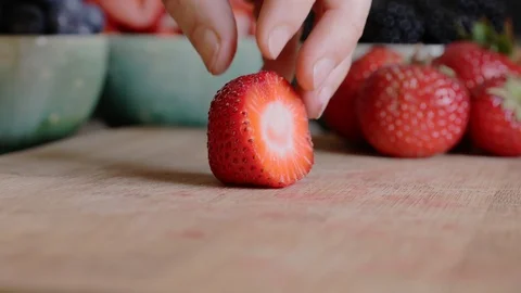 Slicing Strawberry Video stock 117850223