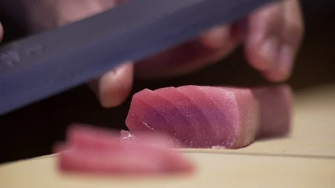 Slicing sushi close up 1 Stock Footage 113275883