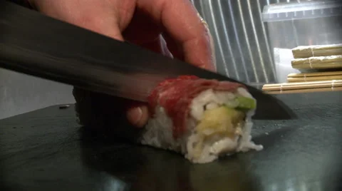 Slicing Sushi Stock Footage 49182523