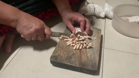 Slicing Tempeh Stock Footage 219448090