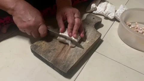 Slicing Tempeh Stock Footage 219448139