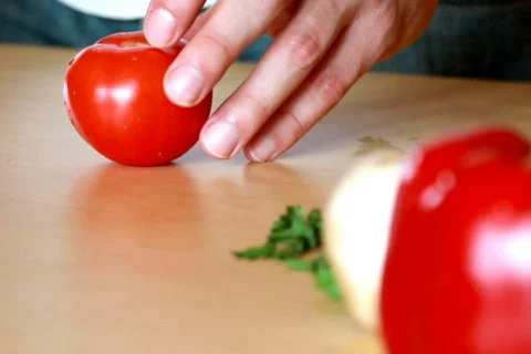 Slicing tomato Stock Footage