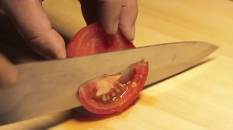 Slicing A Tomato Stock Footage 41865024