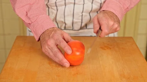 Slicing a Tomato Stock Footage 126655200