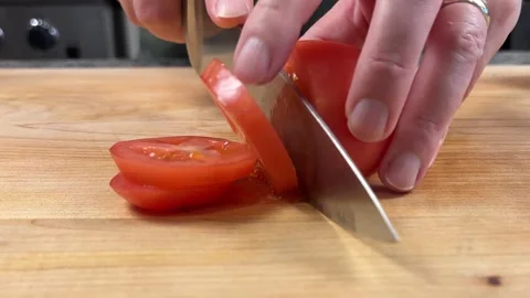 Slicing Tomato Stock Footage 318700152