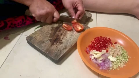 Slicing tomatoes Stock Footage 219448010