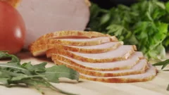 Deli Slicer Cutting Chipped Ham, Stock Video