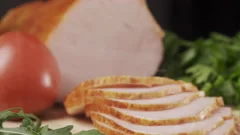 Deli Slicer Cutting Chipped Ham, Stock Video