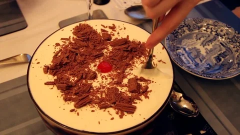 Slicing trifle Stock Footage 77863395