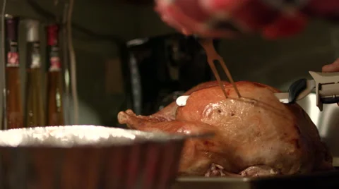 Slicing a Turkey for the Holidays Stock Footage 58621100